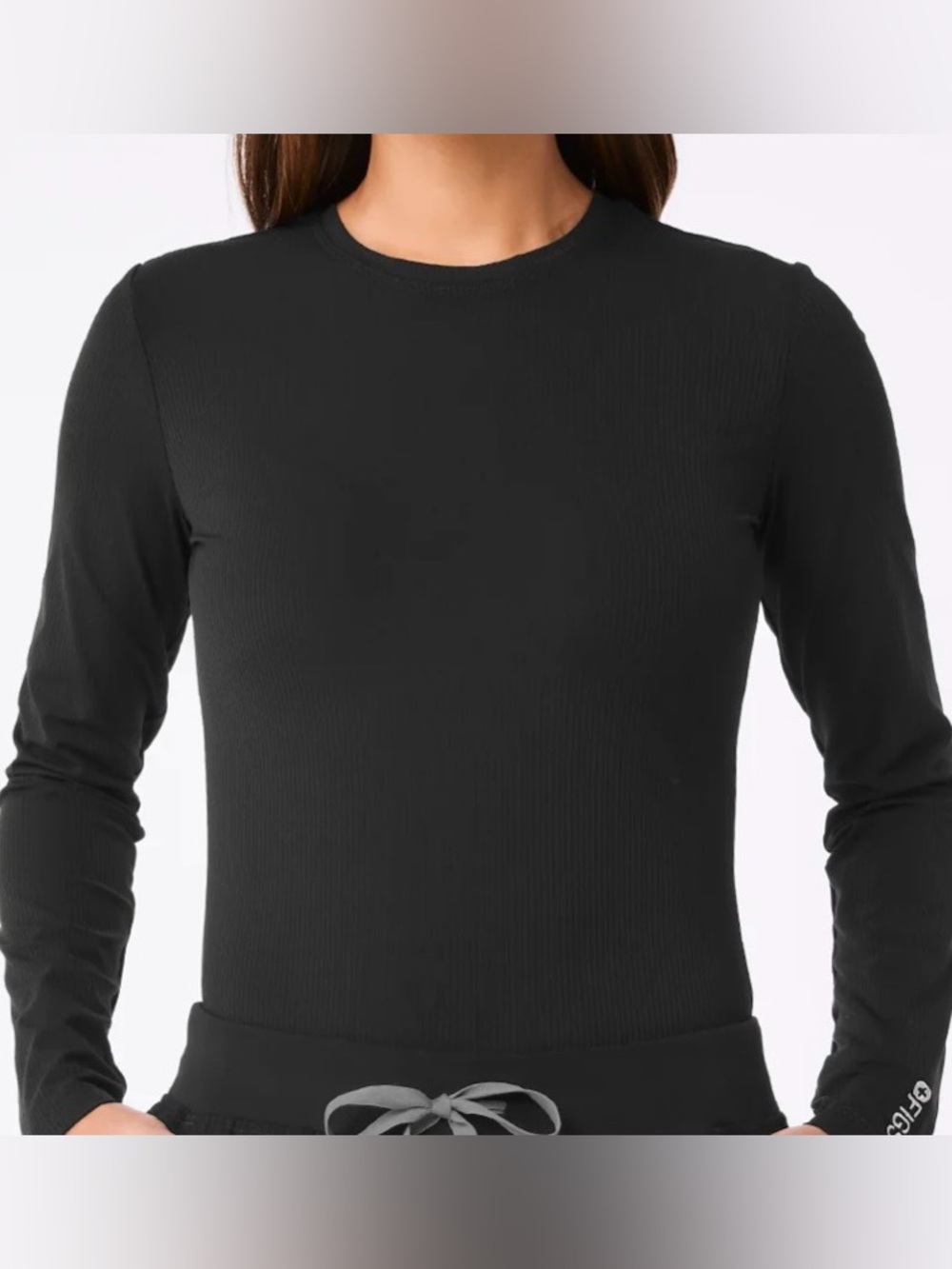 FIGS Black Long-Sleeve Top Cropped